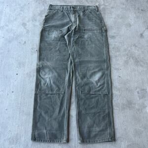 Vintage Y2K Carhartt green faded double knee work wear carpenter pants